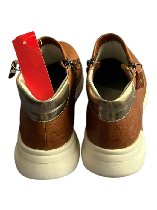 Johnston & Murphy Shoe Size 7 Brown Leather round toe double zip Sneaker Booties Brown / 7