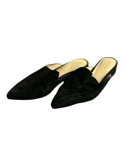 Cole Haan Shoe Size 6.5 Black Leather Suede Pointed Toe Slip On Low Heel Mules Black / 6.5