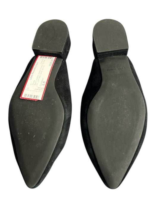 Cole Haan Shoe Size 6.5 Black Leather Suede Pointed Toe Slip On Low Heel Mules Black / 6.5