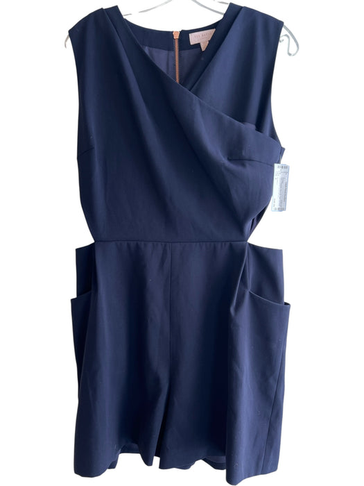 Ted Baker Size 4 Navy Polyester Back Zip Side Cut Outs Side Pockets Romper Navy / 4