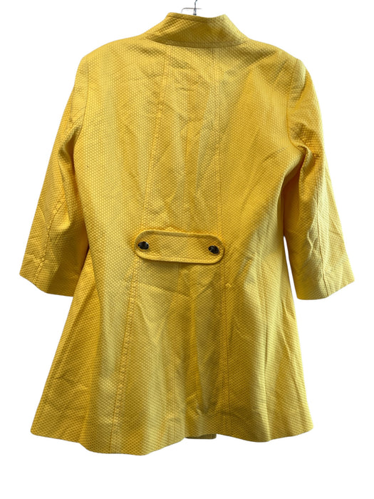 Doncaster Size Est Small Yellow Cotton Gold Buttons Pockets high neck Top Yellow / Est Small