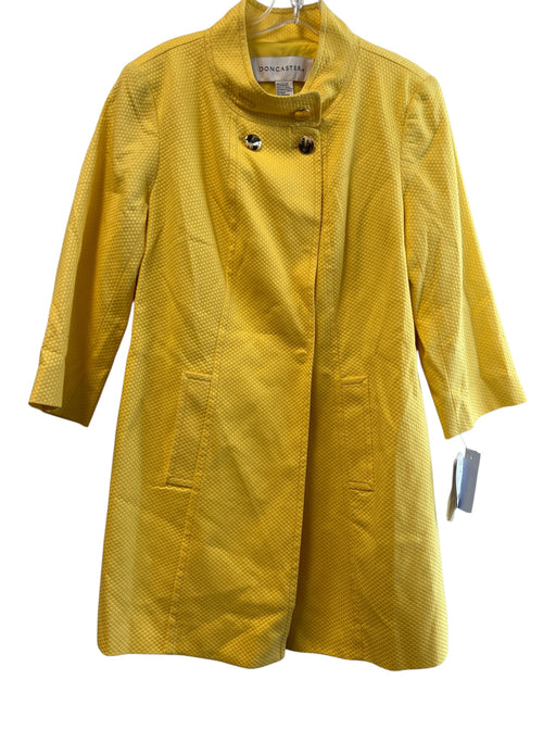 Doncaster Size Est Small Yellow Cotton Gold Buttons Pockets high neck Top Yellow / Est Small