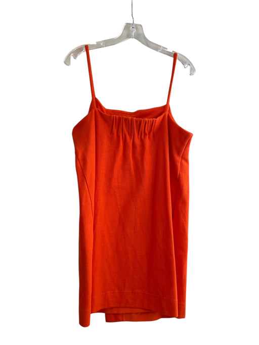 COS Size L Orange Cotton Spaghetti Strap Elastic Back Fold Over Above Knee Dress Orange / L