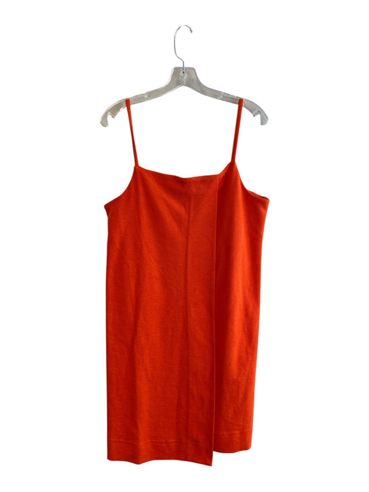 COS Size L Orange Cotton Spaghetti Strap Elastic Back Fold Over Above Knee Dress Orange / L