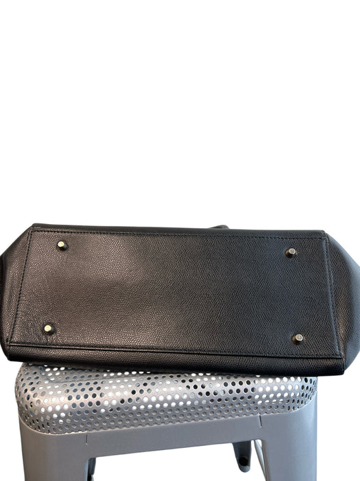 Furla Black Leather goldtone hardware 2 handles Top Zip Interior Zip Pouch Bag Black / Medium