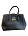 Furla Black Leather goldtone hardware 2 handles Top Zip Interior Zip Pouch Bag Black / Medium