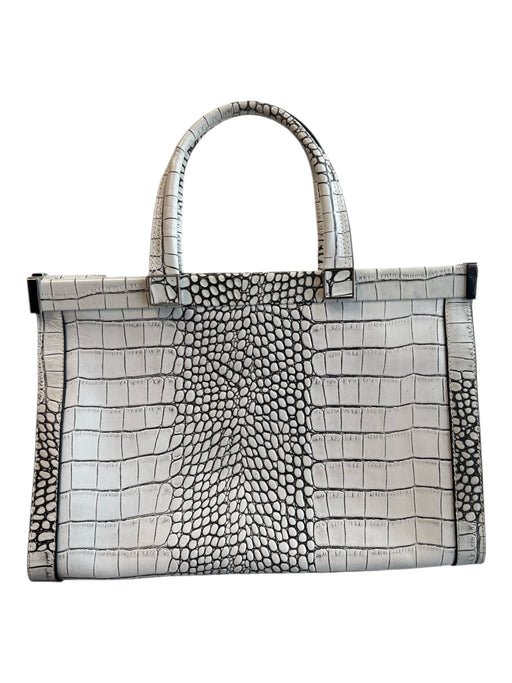 Charles Jourdan White & Black Leather Silver Hardware 2 handles Twist Lock Bag White & Black / Large