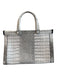 Charles Jourdan White & Black Leather Silver Hardware 2 handles Twist Lock Bag White & Black / Large