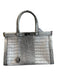 Charles Jourdan White & Black Leather Silver Hardware 2 handles Twist Lock Bag White & Black / Large