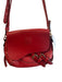 Lauren Ralph Lauren Red Leather goldtone hardware Magnetic Flap Top Zip Bag Red / Small
