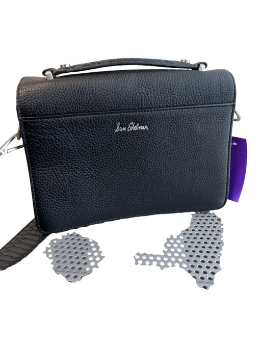 Sam Edelman Black Leather Brushed Silver Hardware Top Handle Shoulder Strap Bag Black / Small