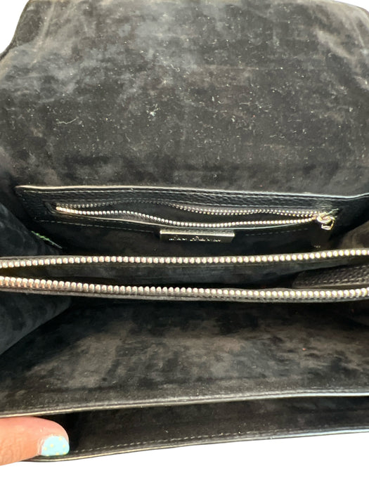 Sam Edelman Black Leather Brushed Silver Hardware Top Handle Shoulder Strap Bag Black / Small