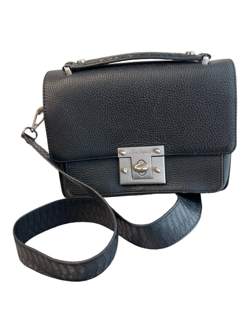 Sam Edelman Black Leather Brushed Silver Hardware Top Handle Shoulder Strap Bag Black / Small