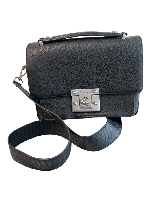 Sam Edelman Black Leather Brushed Silver Hardware Top Handle Shoulder Strap Bag Black / Small