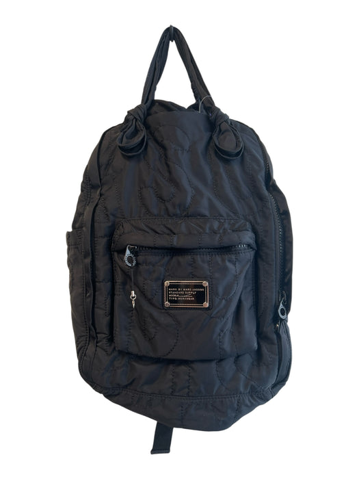 Marc By Marc Jacobs Black Nylon quilt embossed Front Pocket Zip Around Backpack Black