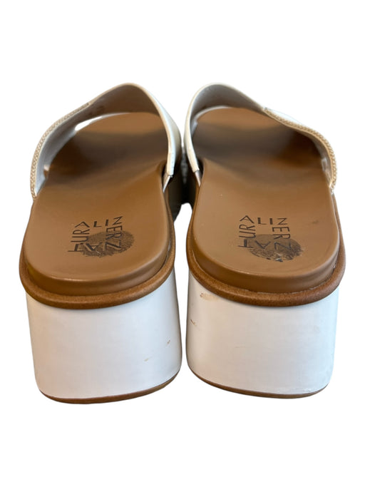 naturalizer Shoe Size 8 white & tan Leather & Canvas Open Toe & Heel Slide Shoes white & tan / 8