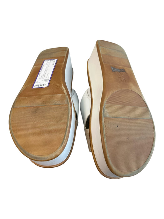 naturalizer Shoe Size 8 white & tan Leather & Canvas Open Toe & Heel Slide Shoes white & tan / 8