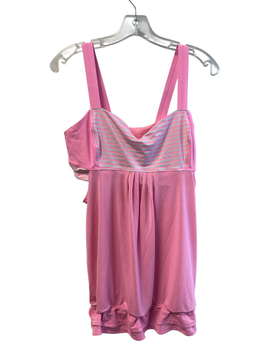 Lululemon Size 12 Pink No Fabric Tag Stripe Built in Bra Drawstring Hem Top Pink / 12