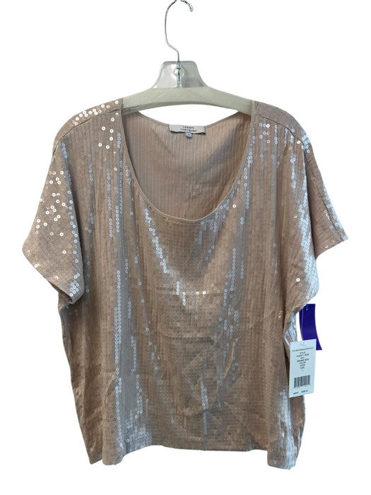 Robert Rodriguez Size Large nude Rayon Blend Sequins Scoop Neck Top nude / Large