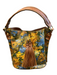 Patricia Nash Brown, Blue & Yellow Leather One Handle Floral Bucket Bag Brown, Blue & Yellow / Medium