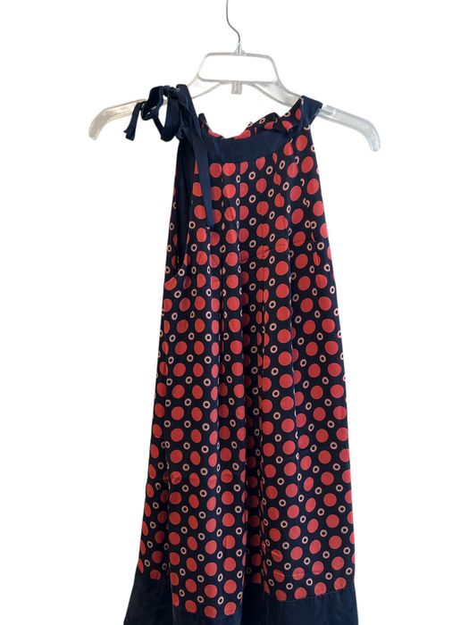 Milly Size 10 Navy & Orange Silk Sleeveless High Neck All Over Print Dress Navy & Orange / 10