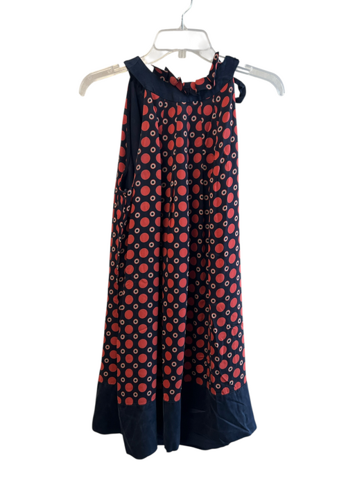 Milly Size 10 Navy & Orange Silk Sleeveless High Neck All Over Print Dress Navy & Orange / 10