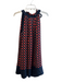 Milly Size 10 Navy & Orange Silk Sleeveless High Neck All Over Print Dress Navy & Orange / 10