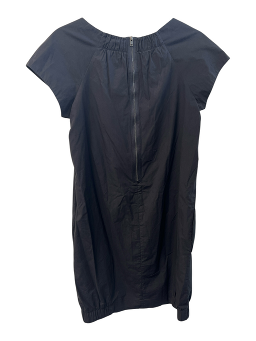 Vince Size Small Black Cotton Back Zip Cap Sleeve Wide Neck Knee length Dress Black / Small