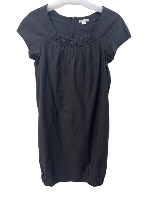 Vince Size Small Black Cotton Back Zip Cap Sleeve Wide Neck Knee length Dress Black / Small