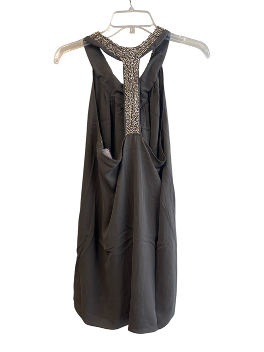 Alice & Olivia Size Medium Dark Gray Silk Lined Beading Detail Racerback Dress Dark Gray / Medium