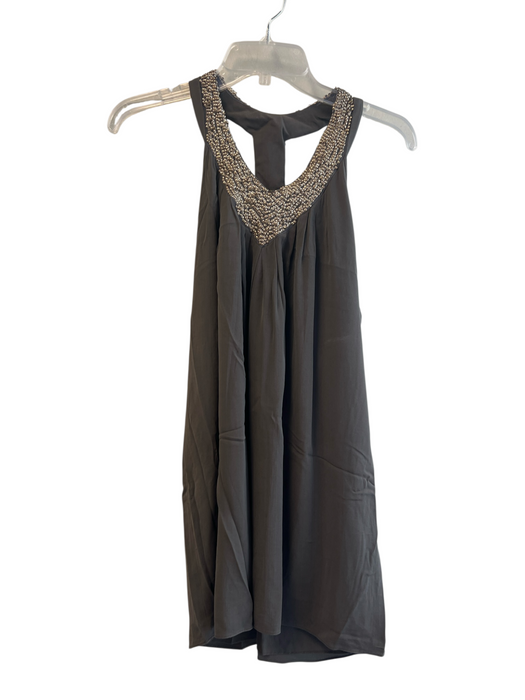 Alice & Olivia Size Medium Dark Gray Silk Lined Beading Detail Racerback Dress Dark Gray / Medium