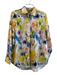 Robert Graham Size Medium Yellow, Blue & Multi Print Cotton Tye Dye Collared Top Yellow, Blue & Multi Print / Medium