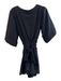 By Anthropologie Size Medium Black No Fabric Tag Half Puff Sleeve Belt Romper Black / Medium