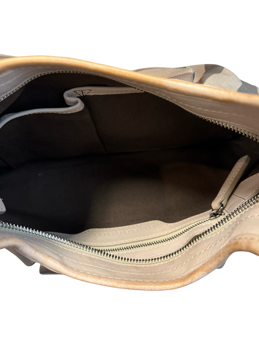 Burberry Beige, Tan & Brown Coated Canvas Smoked Check Curved Leather Trim Bag Beige, Tan & Brown / Medium