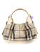 Burberry Beige, Tan & Brown Coated Canvas Smoked Check Curved Leather Trim Bag Beige, Tan & Brown / Medium