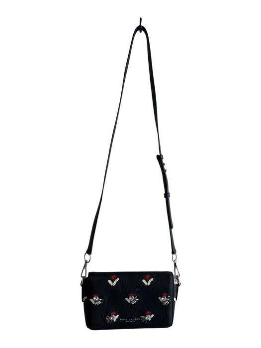 Marc Jacobs Black, White & Red Leather Shoulder & Crossbody silver hardware Bag Black, White & Red / Small