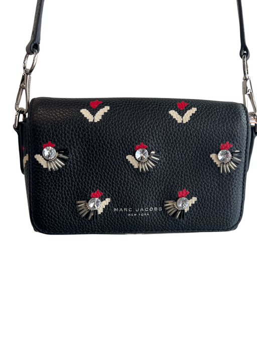 Marc Jacobs Black, White & Red Leather Shoulder & Crossbody silver hardware Bag Black, White & Red / Small