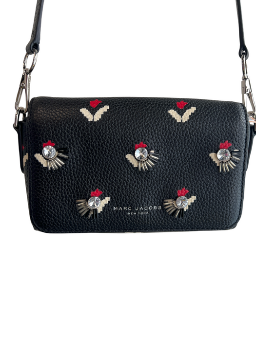 Marc Jacobs Black, White & Red Leather Shoulder & Crossbody silver hardware Bag Black, White & Red / Small