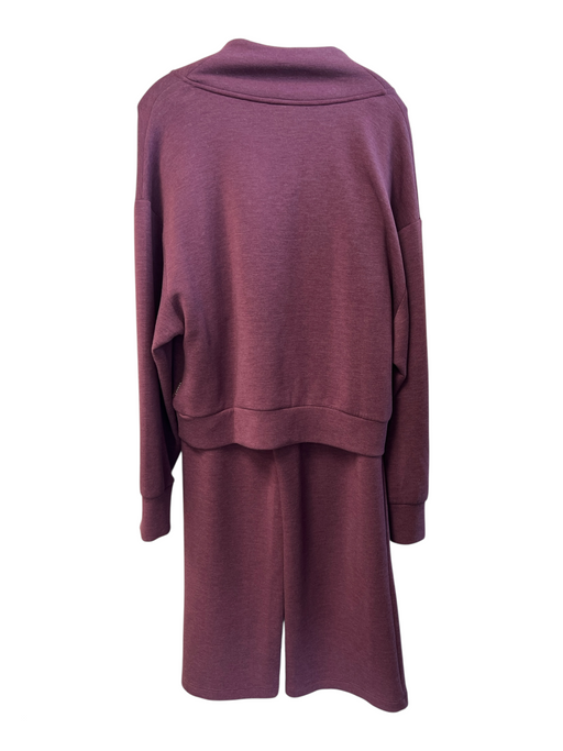 Varley Size L/XL Maroon Viscose & Polyester Long Sleeve Front Zip Pants Set Maroon / L/XL