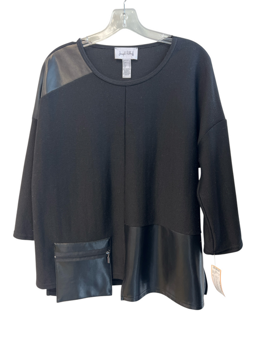 Joseph Ribkoff Size 12 Black No Fabric Tag Round Neck Half Sleeve Tunic Black / 12