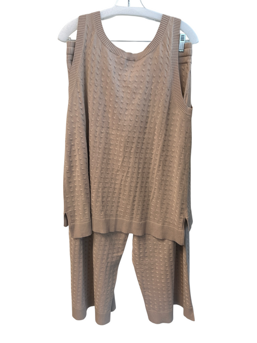 Nomad Size Large Mocha Cotton Sleeveless Drawstring Waist Textured Pants Set Mocha / Large