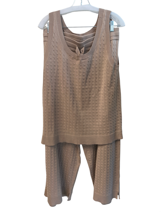 Nomad Size Large Mocha Cotton Sleeveless Drawstring Waist Textured Pants Set Mocha / Large