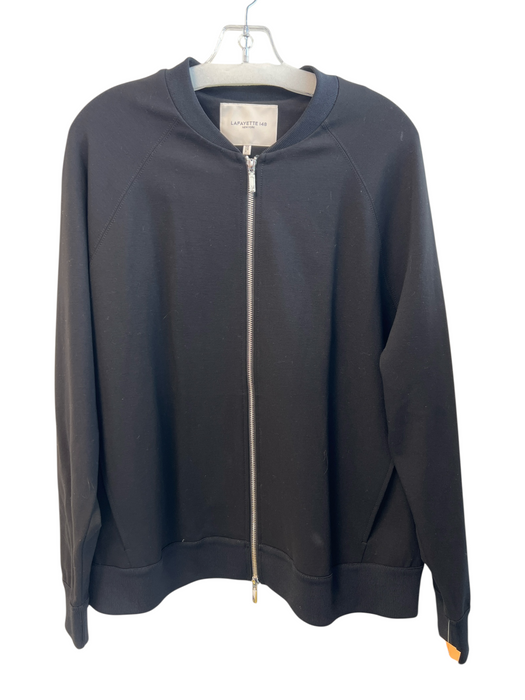 Lafayette 148 Size XL Black Viscose Blend Zip Up Long Sleeve Side Pockets Jacket Black / XL