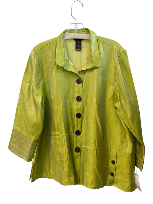 Ali Miles Size PL Apple Green Rayon Blend Collared Front Button Closure Jacket Apple Green / PL