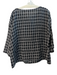 Eileen Fisher Size Large Black & White Linen Blend Wide Neck Half Sleeve Top Black & White / Large
