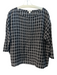 Eileen Fisher Size Large Black & White Linen Blend Wide Neck Half Sleeve Top Black & White / Large