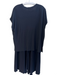 Biana Size Large Navy Viscose Blend Ribbed Stretch Waist V Neck Pants Suit Navy / Large