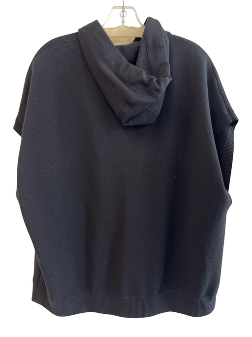 No Brand Size Est M/L Black Virgin Wool Hood kangaroo Pocket Snap Closure Jacket Black / Est M/L