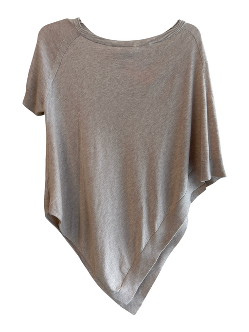 Theory Size Large Light Tan Cotton Short Sleeve Heathered Asymetric Hem Top Light Tan / Large