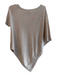 Theory Size Large Light Tan Cotton Short Sleeve Heathered Asymetric Hem Top Light Tan / Large